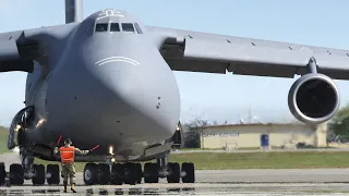 US Largest Plane in Action During Massive Unloading : C-5 Galaxy