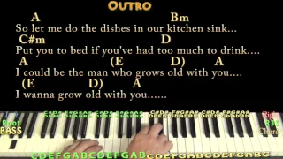 Grow Old With You (Adam Sandler) Piano Lesson Chord Chart in A with Chords/Lyrics