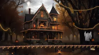 Autumn Haunted House Halloween Ambience with Relaxing Spooky Sounds, Crunchy Leaves and White Noise🍂