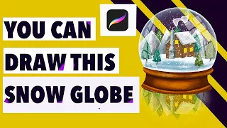Anyone can draw this SNOW GLOBE EASY on PROCREATE | Beginner friendly
