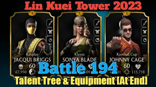 Lin Kuei Tower Battle 194 with Gold Team | No Tower Equipment | Talent Tree [At End] #mkmobile