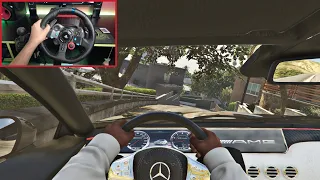 POV Drive Mercedes Benz S63 | GTA V - Steering Wheel Gameplay