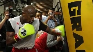 Mayweather vs. Maidana: Mayweather full mitt & bag workout video