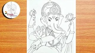 How to Draw Lord Ganesha in Lord Shiva Style | Easy Step by Step Drawing of Lord Ganesha