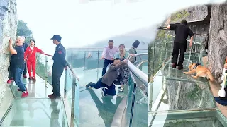 😱Scariest Cliff-side Glass Walkway😂People dare to walk, Amazing chinese landscape
