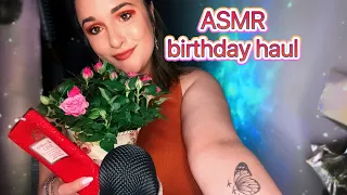 [ASMR] Whispered Birthday Haul 🎂sound assortment (tapping, scratching, tracing)🎈