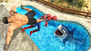 GTA 5 Water Ragdolls | Spiderman jumper #2 [Flooded LS Funny moments]