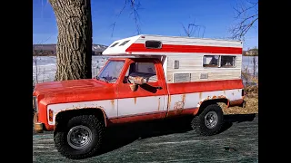 Chevy C/K Pickup Camper w/ Interior 1/18 Scale Model Weathering Painting Rust Fading Squarebody FMS