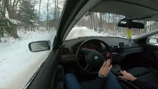 BMW E46 compact wintercar / POV  snow drift 318i 105kw