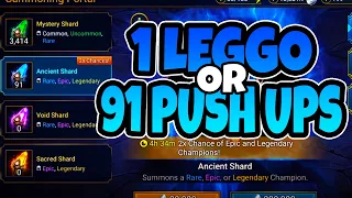 1 Push Up PER SHARD IF NO LEGGOS! | 2x Ancient Shard Pulls Raid Shadow Legends