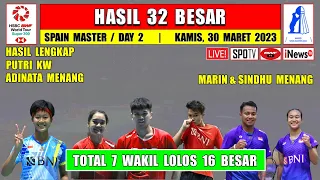 Hasil Lengkap Spain Master 2023 Hari Ini Day 2 ~ PUTRI KW & ADINATA Menang ~ 7 Wakil Lolos 16 Besar