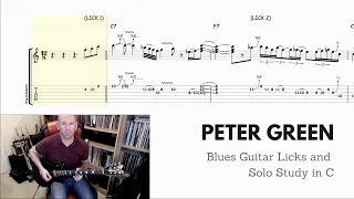 PETER GREEN - Blues Guitar Licks and Solo Study in C (with on-screen TAB)