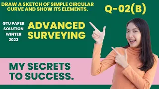 Q-2b Draw a sketch of simple circular curve and show its elements ll Paper solution ll in Hindi