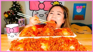 KIMCHI WRAPPED KIMCHI SPICY FIRE NOODLES l MUKBANG