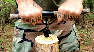 Making a mini Rocket Stove using a Bushcraft Auger