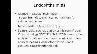 Lecture on Endophthalmitis, Cataract Surgery