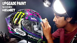 I paint the Shoei helmet with limited motive using a simple instrument