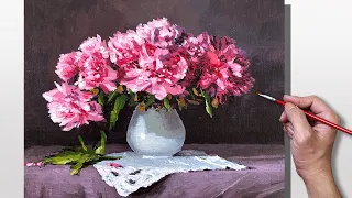 Acrylic Painting Time-lapse - Peony Bouquet - Correa Art