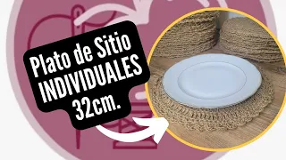 Platos de sitio o individuales de mesa tejidos a mano de yute de 32 cm aprox.