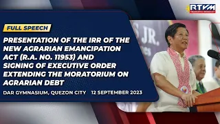 Presentation of IRR of R.A. No. 11953 and Signing of EO Extending the Moratorium on Agrarian Debt