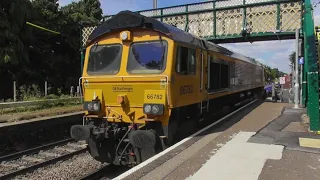 Felixstowe container freight trains at trimley Station 9/8/23