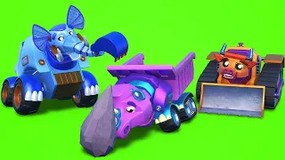 AnimaAuta - Záchranný tým pro nosorožčí sklápěč! - dětské animáky s náklaďáky a zvířaty
