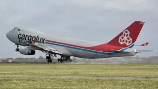 90 Departures in 80 mins at Amsterdam Schiphol Polderbaan runway 36L. Planespotting in 4K