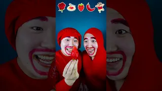 Eating Challenge || ASMR || Mukbang red food jelly, strawberry, Spicy pepper eating #shorts