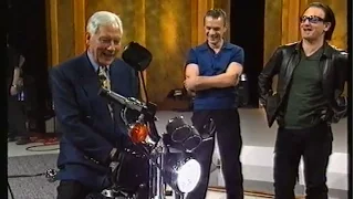 Bono & Larry give Gay Byrne a Harley-Davidson, 1999