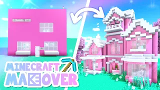 💙Cute PINK House Transformation! Minecraft Makeover Ep.2