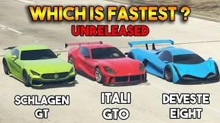 GTA 5 ONLINE : DEVESTE EIGHT VS ITALI GTO VS SCHLAGEN GT (WHICH IS FASTEST?)