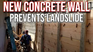 🔊 How To Build & Pour Concrete Retaining Wall After Hillside Slide