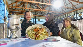 Azerbaijan Village Life | Delicious Pilaf Recipe With Vegetables & Chicken