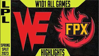 FPX vs WE Highlights ALL GAMES | LPL Spring 2023 W1D1 | FunPlus Phoenix vs Team WE
