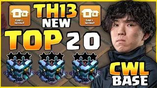 TOP 20 NEW BEST TH13 CWL BASE 2024, TH13 WAR BASE LINK 2024, TH13 ANTI 2 STAR WAR BASE LINK 2024