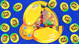 Satisfying Relaxing | New Candy MMs Mixing in Color Bee Box with Magic Slime Grid Balls Cutting ASMR