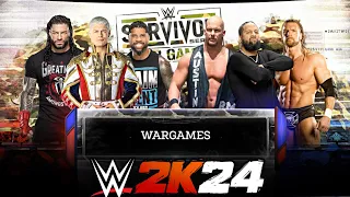 WWE 2K24 - Roman Reigns, Cody Rhodes and Jey Uso vs Jimmy Uso, Stone Cold and Triple H | War games
