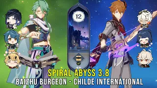 C0 Baizhu Burgeon and C0 Childe International - Genshin Impact Abyss 3.8 - Floor 12 9 Stars