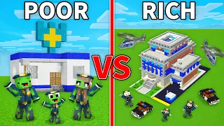 Mikey Family POOR vs JJ Family RICH Police Base in Minecraft (Maizen)