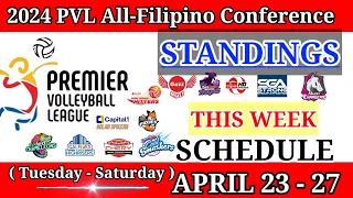 PVL Standings Today Updates | PVL All Filipino Conference 2024 | PVL Schedule April  23 - 27, 2024