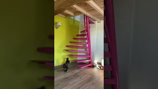 Using the 1m2 space saving stairs.