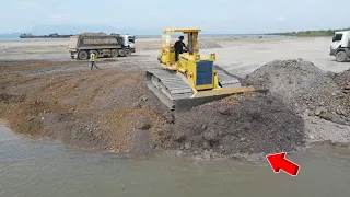 OMG! Beautiful Bulldozers Working to filling land into the beach, Bulldozer Construction TV