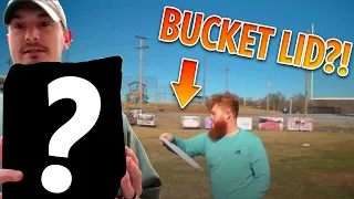 Konner Can Throw A Bucket Lid How Far?! | Disc Golf Budget Challenge