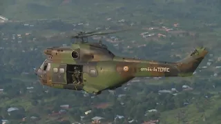French Army ALAT SA-330 Puma over Bangui, Central African Republic