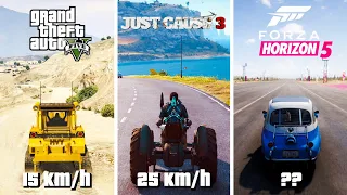 Slowest Vehicle In Different Open World Games (2001 to 2024)