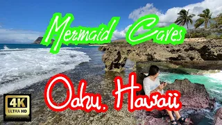 Mermaid Caves, Nanakuli Beach Park | Oahu, Hawaii | Virtual Tour [4K 60fps]| Relaxation Beach Walk.