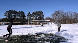 Playing soccer in negative temperatures