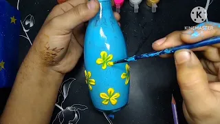 Beautiful bottle painting/flower pot/step by step#like /Acrylic painting