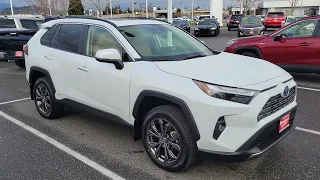 2023 Toyota RAV4 HYBRID Limited in Wind Chill Pearl White with Nutmeg Softex Interior