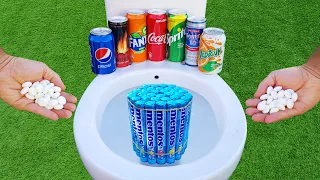 Experiment !! Mentos VS Cola, Pepsi, Fanta, Yedigün, Power up, Burn and Sprite in the toilet